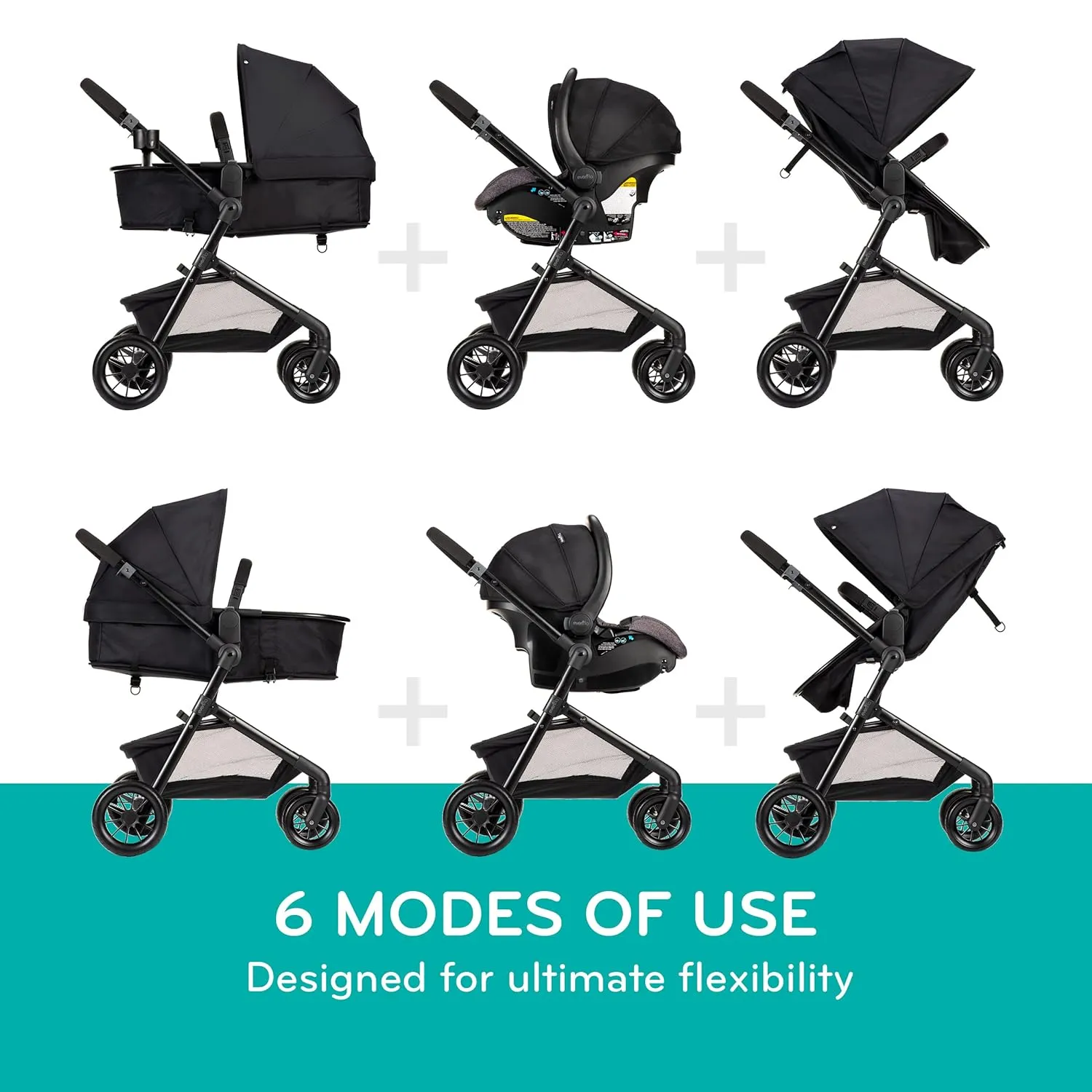 Evenflo Pivot Modular Travel System with LiteMax Infant Car Seat with Anti-Rebound Bar (Casual Gray)