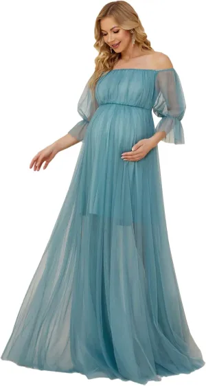 Ever-Pretty Women's Off-Shoulder A-line Tulle Maternity Dress for Baby Shower 20862