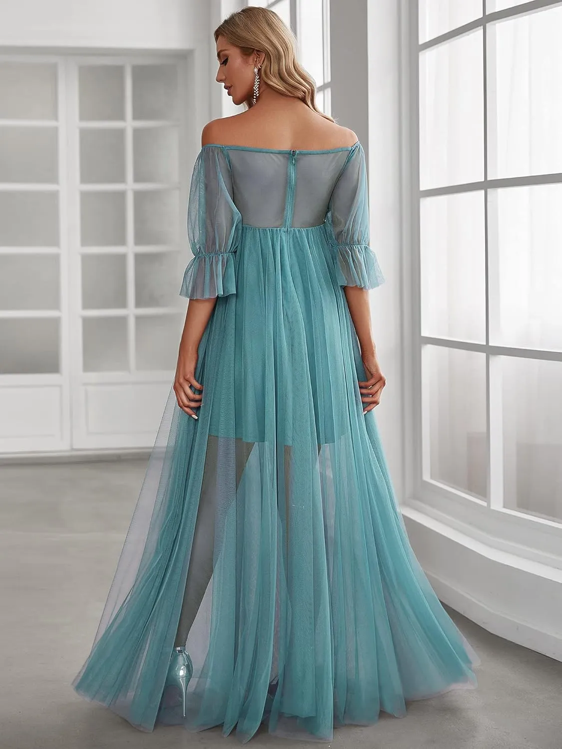 Ever-Pretty Women's Off-Shoulder A-line Tulle Maternity Dress for Baby Shower 20862