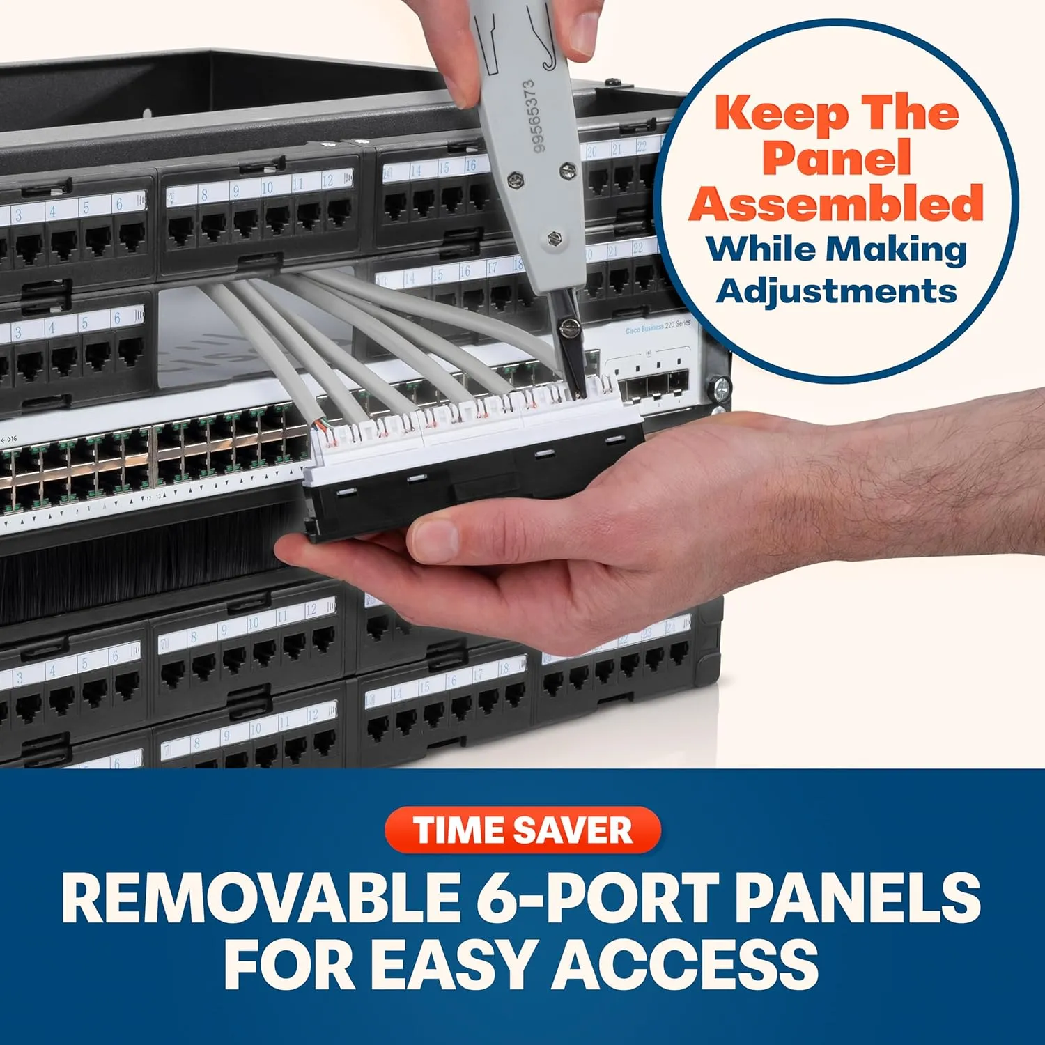 Everest RJ45 24 Port Cat6 / 6A Patch Panel – Modular 6-Port Removable Panels for Easy Access – 1U Rack Mountable Network Panel – 10Gb Connection Panel – 110 or Krone Tool Compatible