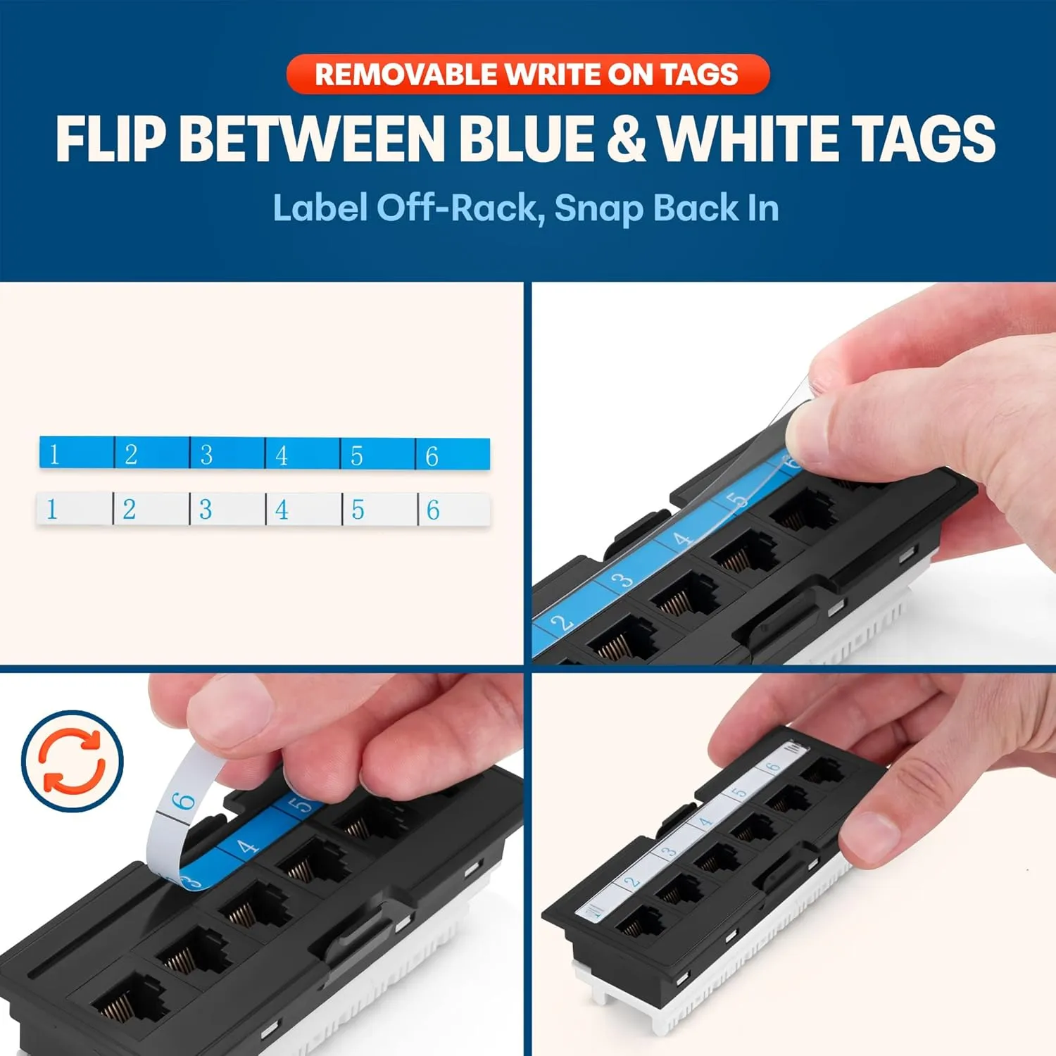 Everest RJ45 24 Port Cat6 / 6A Patch Panel – Modular 6-Port Removable Panels for Easy Access – 1U Rack Mountable Network Panel – 10Gb Connection Panel – 110 or Krone Tool Compatible