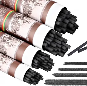 EVNEED 100 Pcs Willow Charcoal Sticks, Willow Charcoal, Soft Black Drawing Charcoal for Sketching and Drawing Art Sketch Artists Supplies, 5.7 Inch in Length, 2-4, 4-5, 5-7,7-9 mm