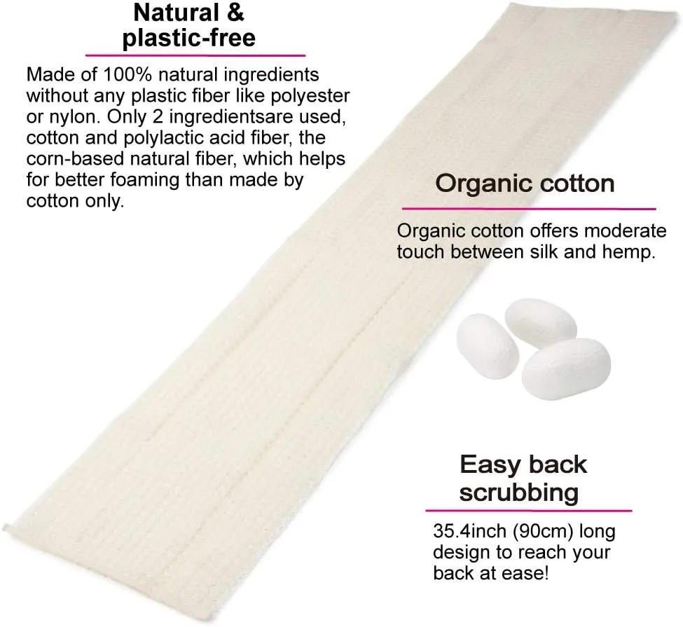 Exfoliating Washcloth [Made in Japan] Shower Back Scrubber, Natural Loofah