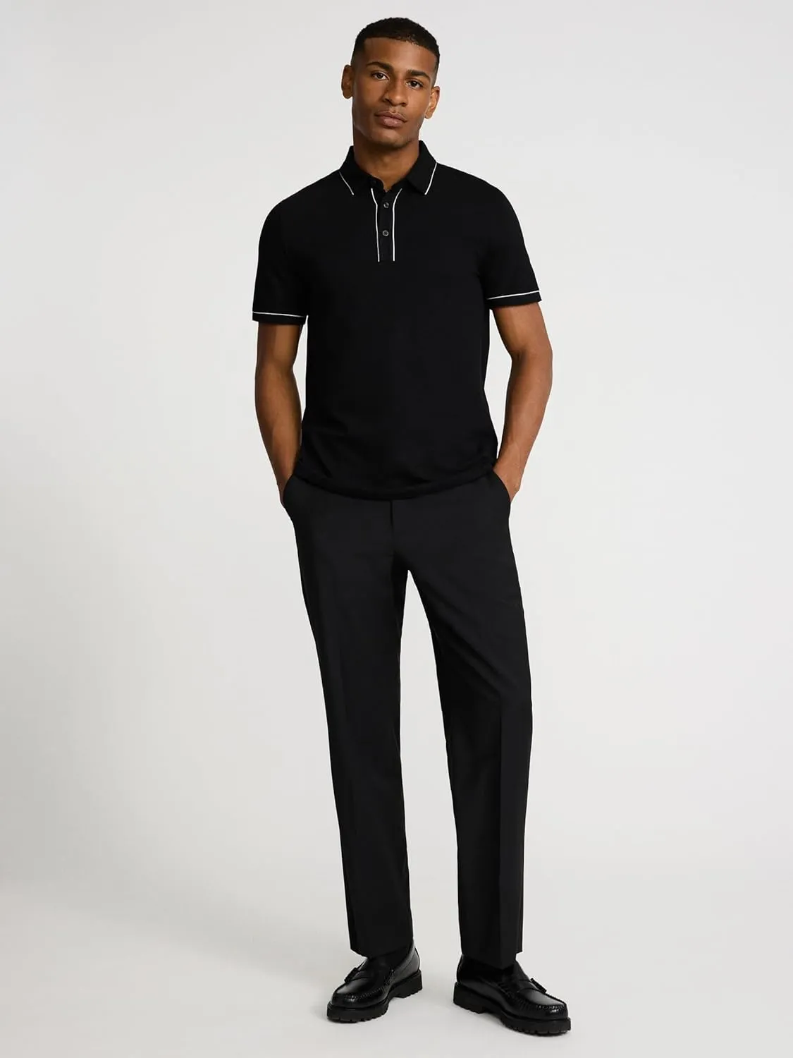 EXPRESS Men's Short Sleeve Piped Luxe Pique Polo