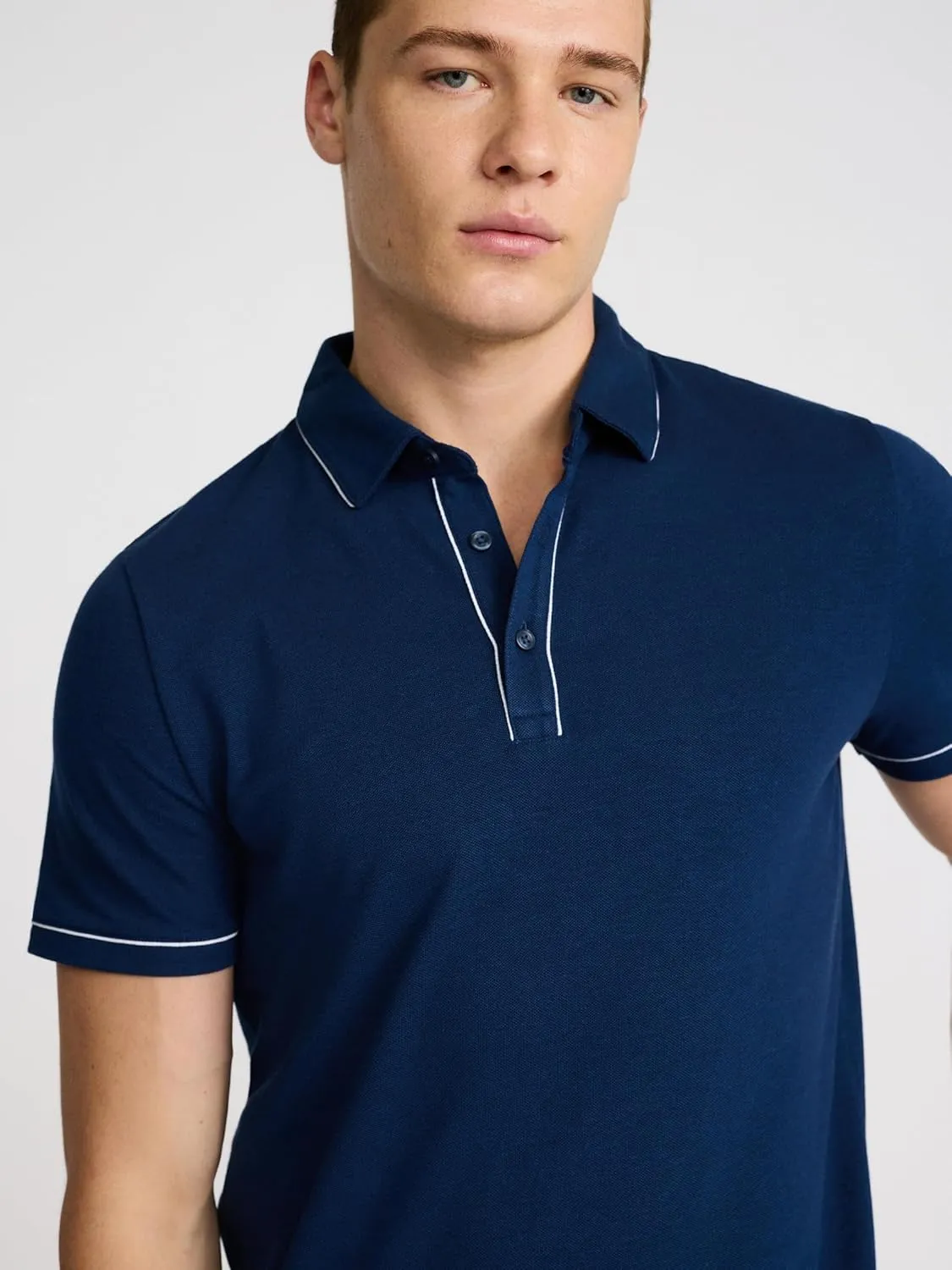 EXPRESS Men's Short Sleeve Piped Luxe Pique Polo