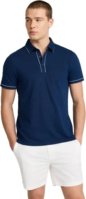 EXPRESS Men's Short Sleeve Piped Luxe Pique Polo