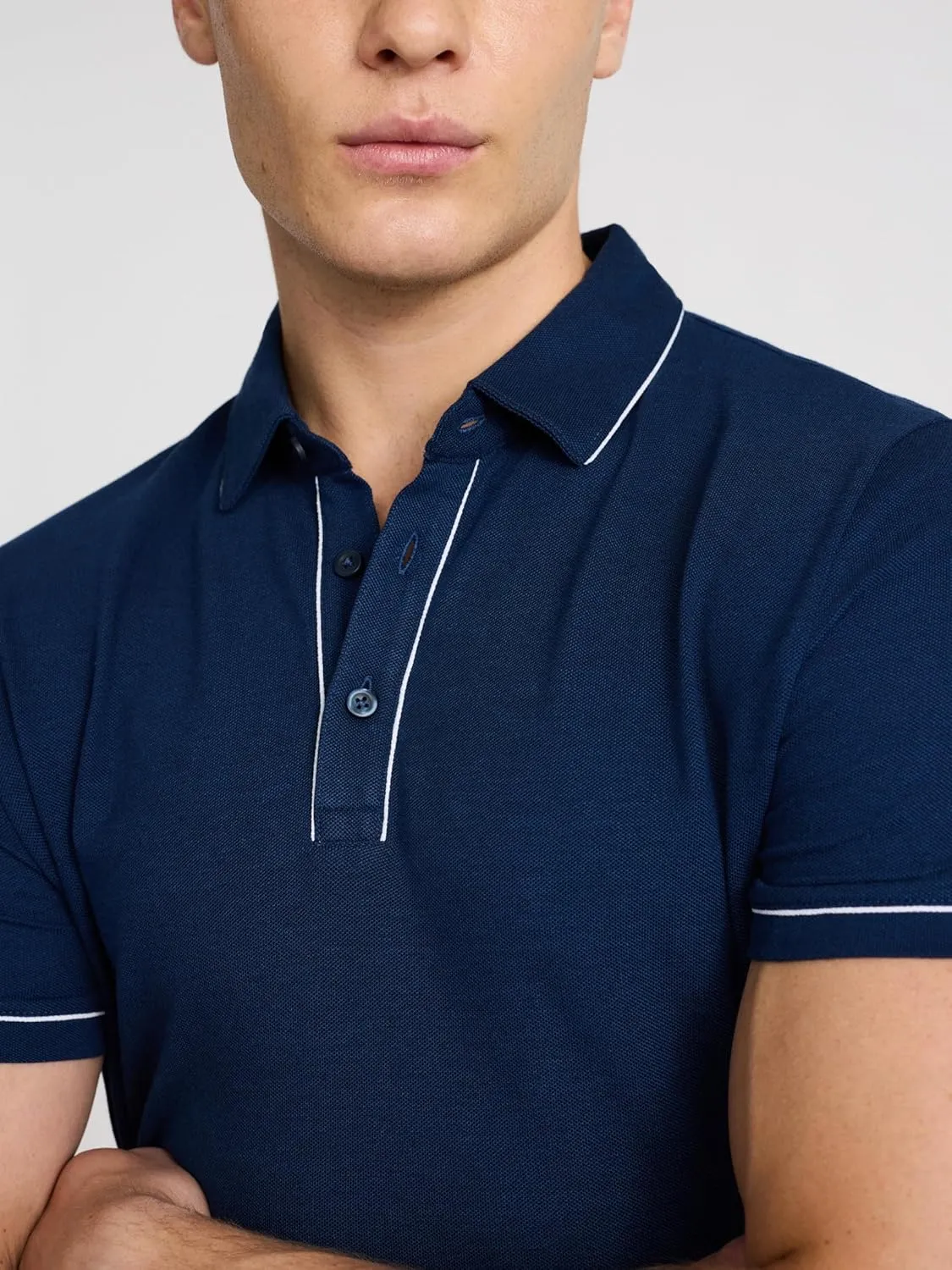 EXPRESS Men's Short Sleeve Piped Luxe Pique Polo
