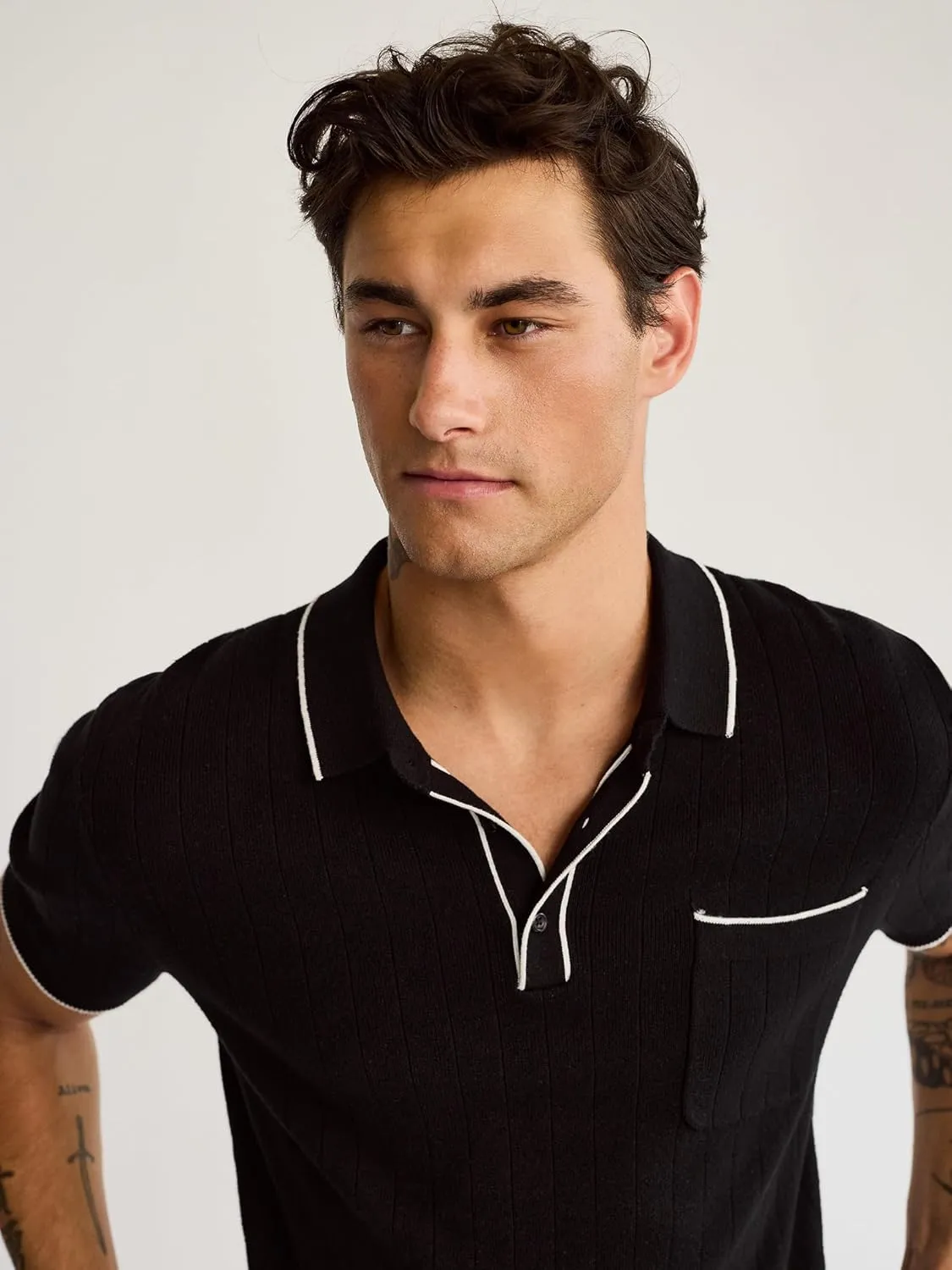 EXPRESS Men's Short Sleeve Piped Luxe Pique Polo
