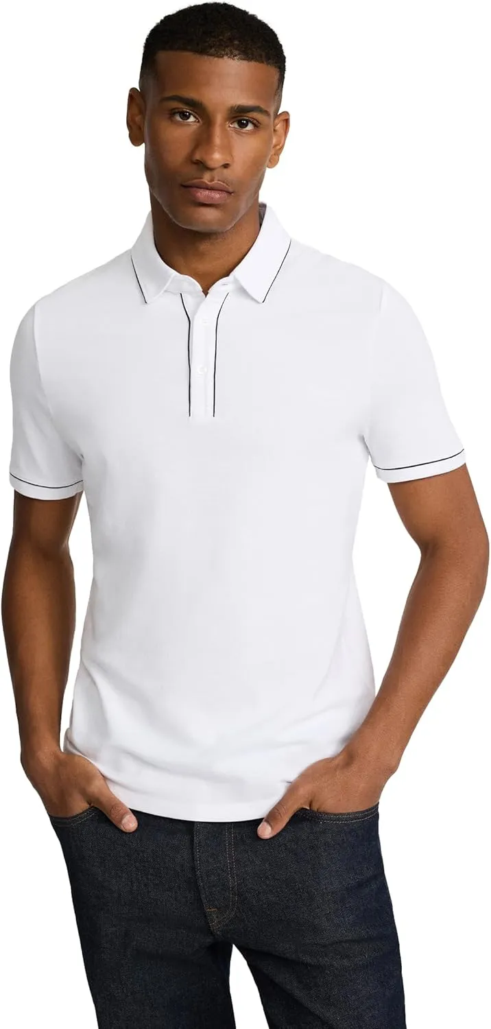 EXPRESS Men's Short Sleeve Piped Luxe Pique Polo