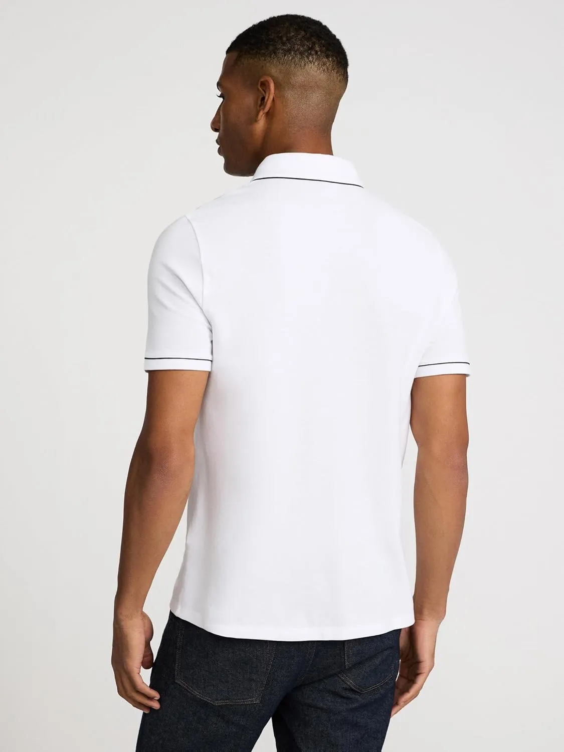 EXPRESS Men's Short Sleeve Piped Luxe Pique Polo