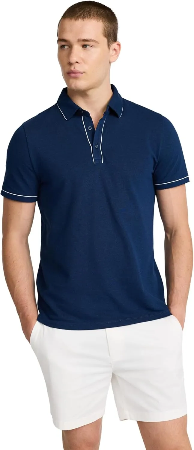 EXPRESS Men's Short Sleeve Piped Luxe Pique Polo