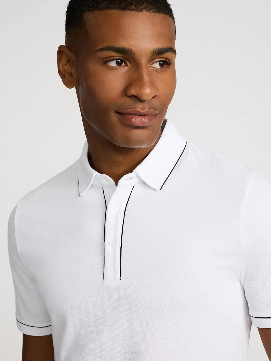 EXPRESS Men's Short Sleeve Piped Luxe Pique Polo