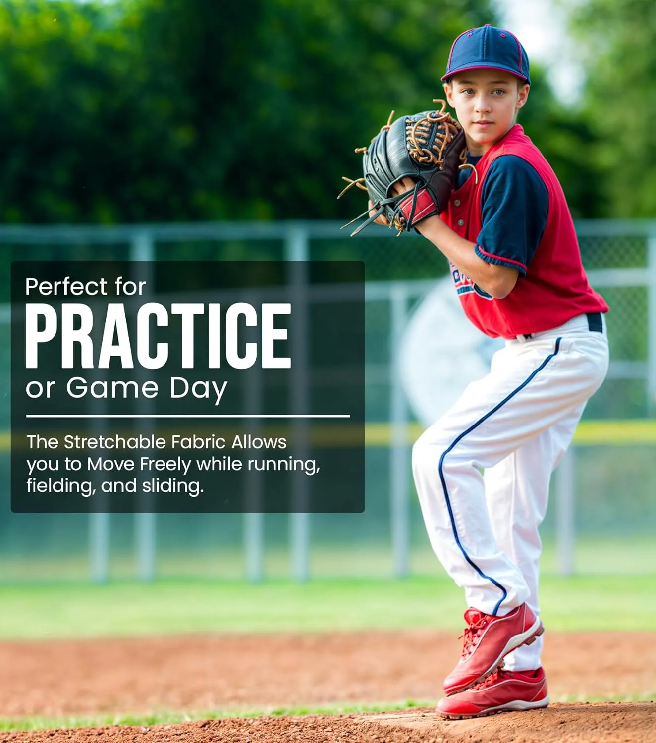 Exxact Sports Home Run Boys Baseball Pants - Full-Length, Semi-Relaxed Fit, Open-Bottom Youth Baseball Pants