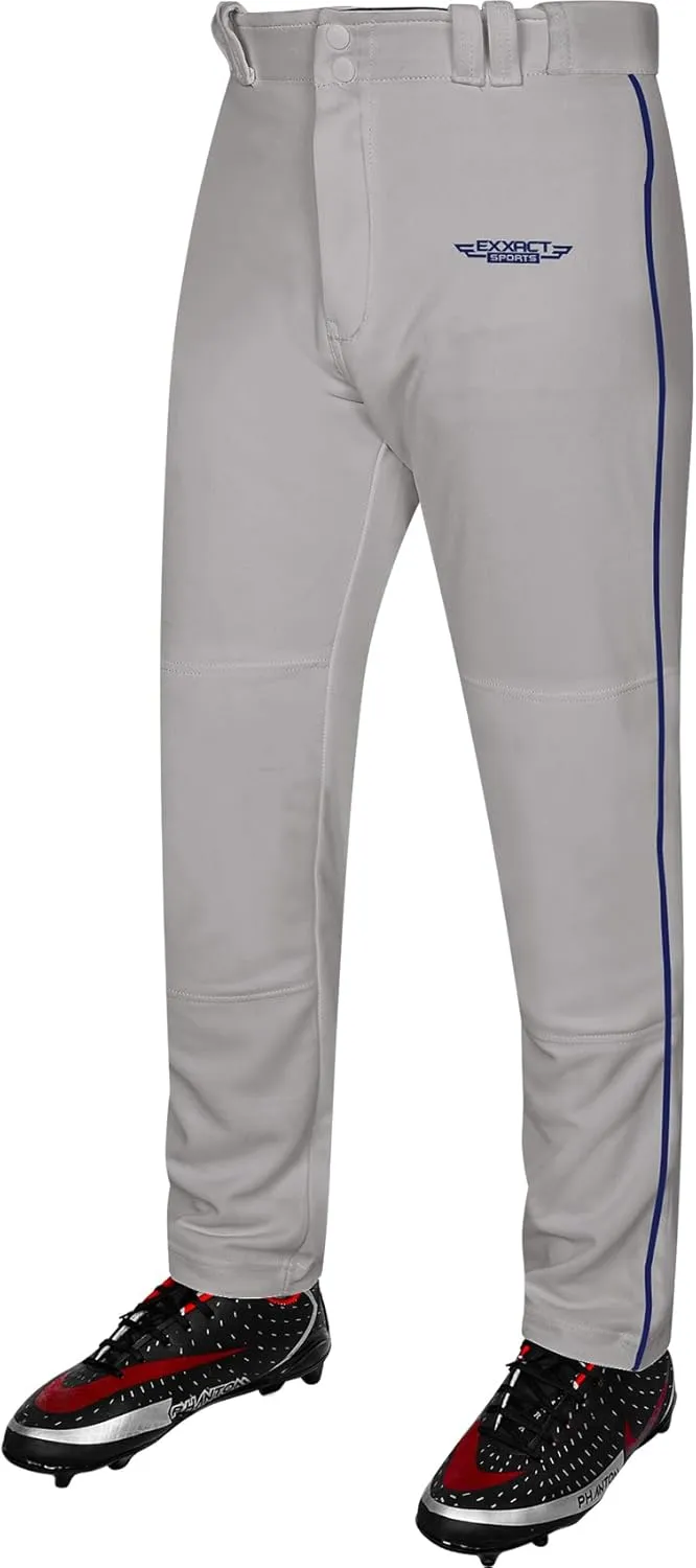 Exxact Sports Home Run Men's Baseball Pants - Full-Length, Semi-Relaxed Fit, Open-Bottom Adult Baseball Pants