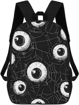 Eyeball on Spider Web 17Inch Lightweight Backpack Travel Daypack Laptop Backpacks with 1 Main Compartment And Side Pockets