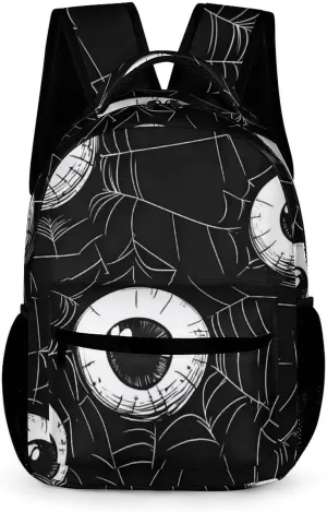 Eyeball on Spider Web Lightweight Backpack Travel Daypack Laptop Backpacks with 1 Main Compartment Front Utility Pocket University