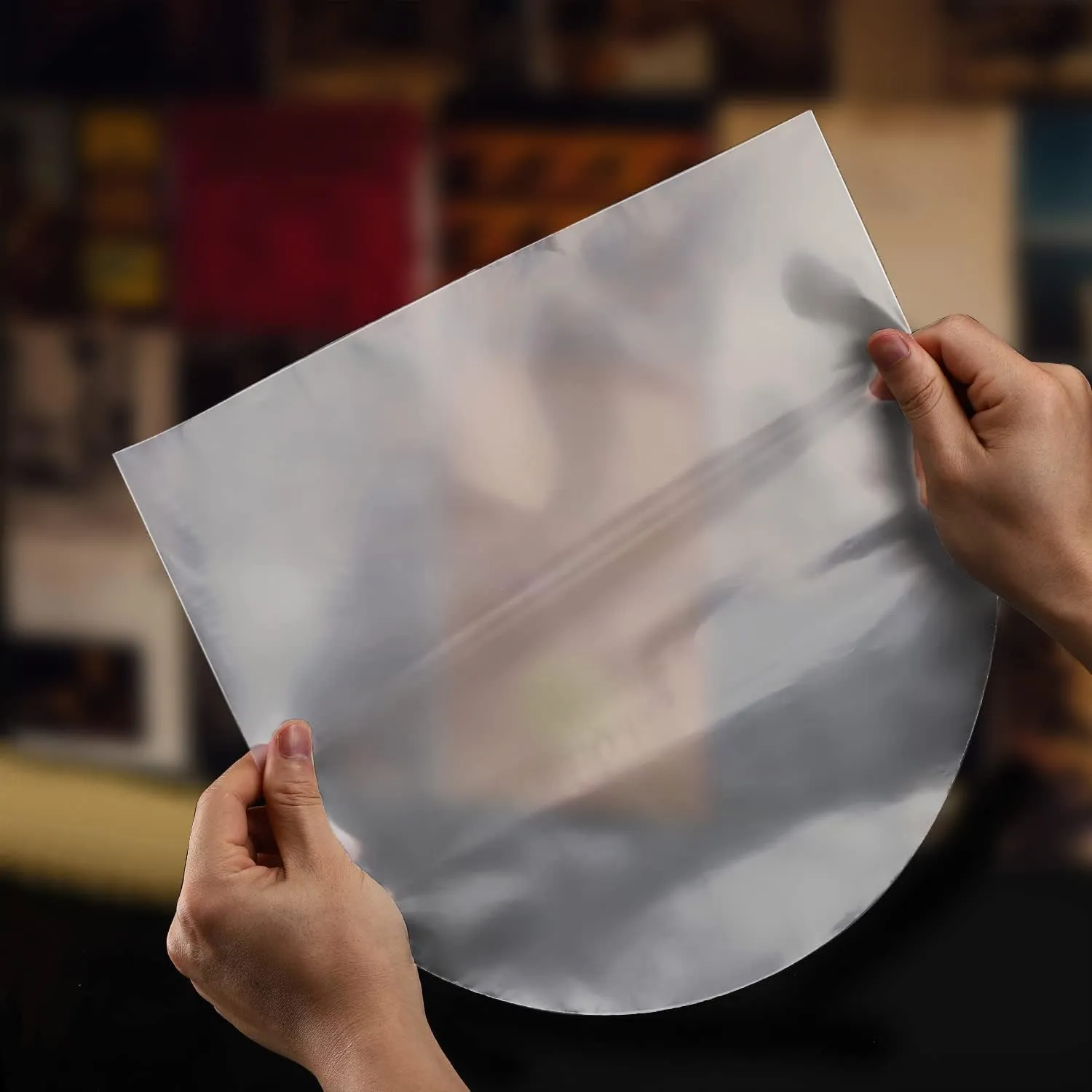 Facmogu 100PCS LP Vinyl Inner Sleeves, 12" Semi-Transparent Plastic Cover with 0.08mm Thick Anti-Static Material, for 33RPM Vinyl LP Records