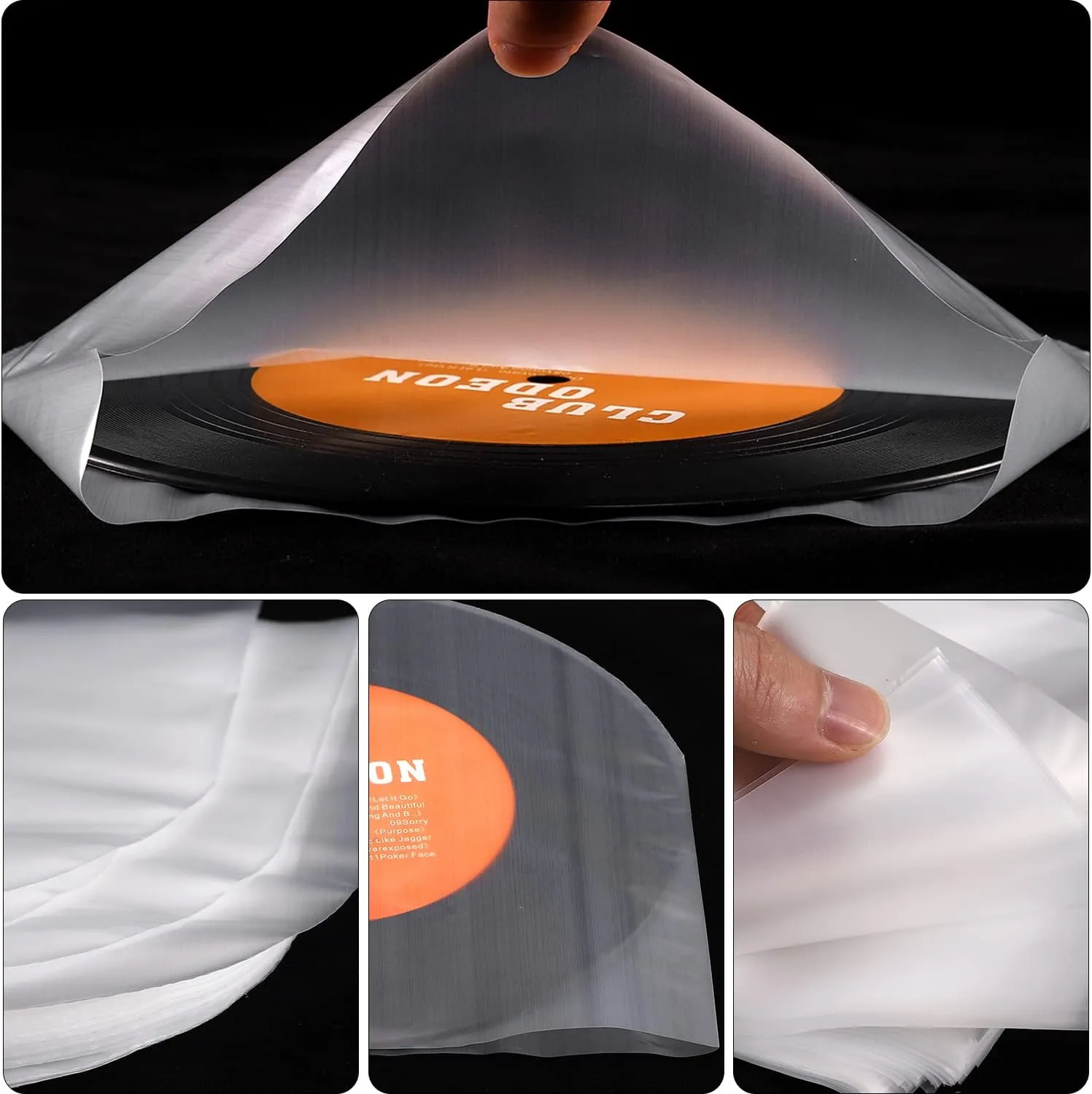 Facmogu 100PCS LP Vinyl Inner Sleeves, 12" Semi-Transparent Plastic Cover with 0.08mm Thick Anti-Static Material, for 33RPM Vinyl LP Records