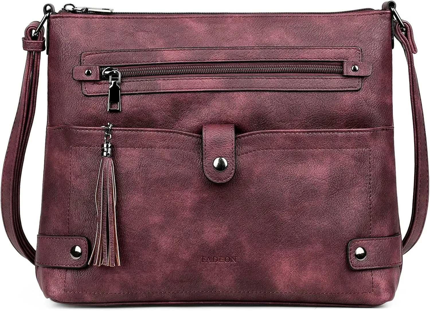 FADEON Large Crossbody Purses for Women Crossbody Bag, Designer Leather Cross Body Purses Multi Pocket Shoulder Bag
