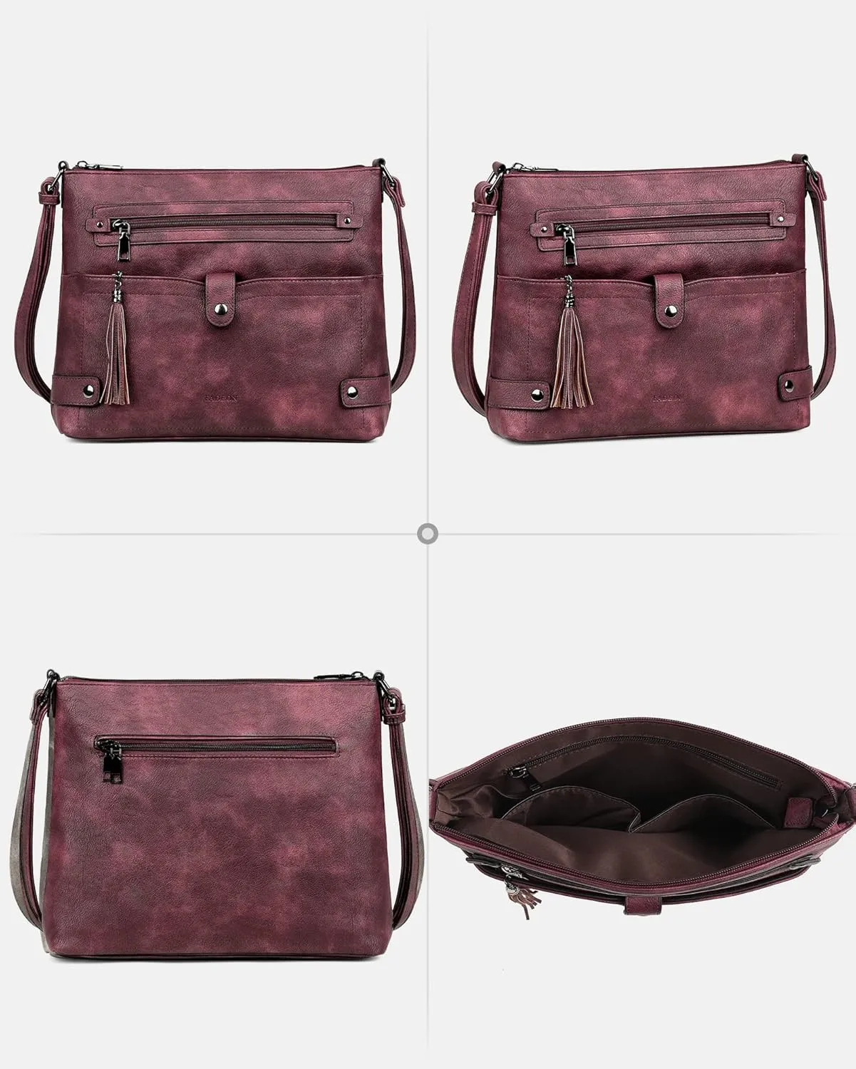 FADEON Large Crossbody Purses for Women Crossbody Bag, Designer Leather Cross Body Purses Multi Pocket Shoulder Bag