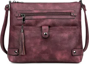 FADEON Large Crossbody Purses for Women Crossbody Bag, Designer Leather Cross Body Purses Multi Pocket Shoulder Bag