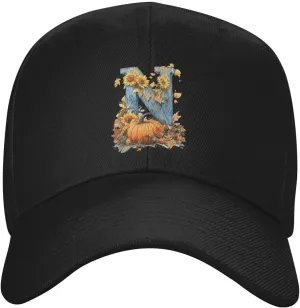 Fall Monogram Letter N Pumpkin Last Name Initial Classic Duckbill Caps for Stylish Sun Protection Black