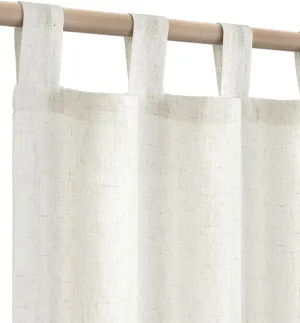 Farmhouse Linen Curtains - 84 Inch Length, 2 Panels Set, Tab Top Semi Sheer Light Filtering Country Boho Curtains for Living Room, Bedroom, Nursery, 52x84 Inches, Neutral Cream
