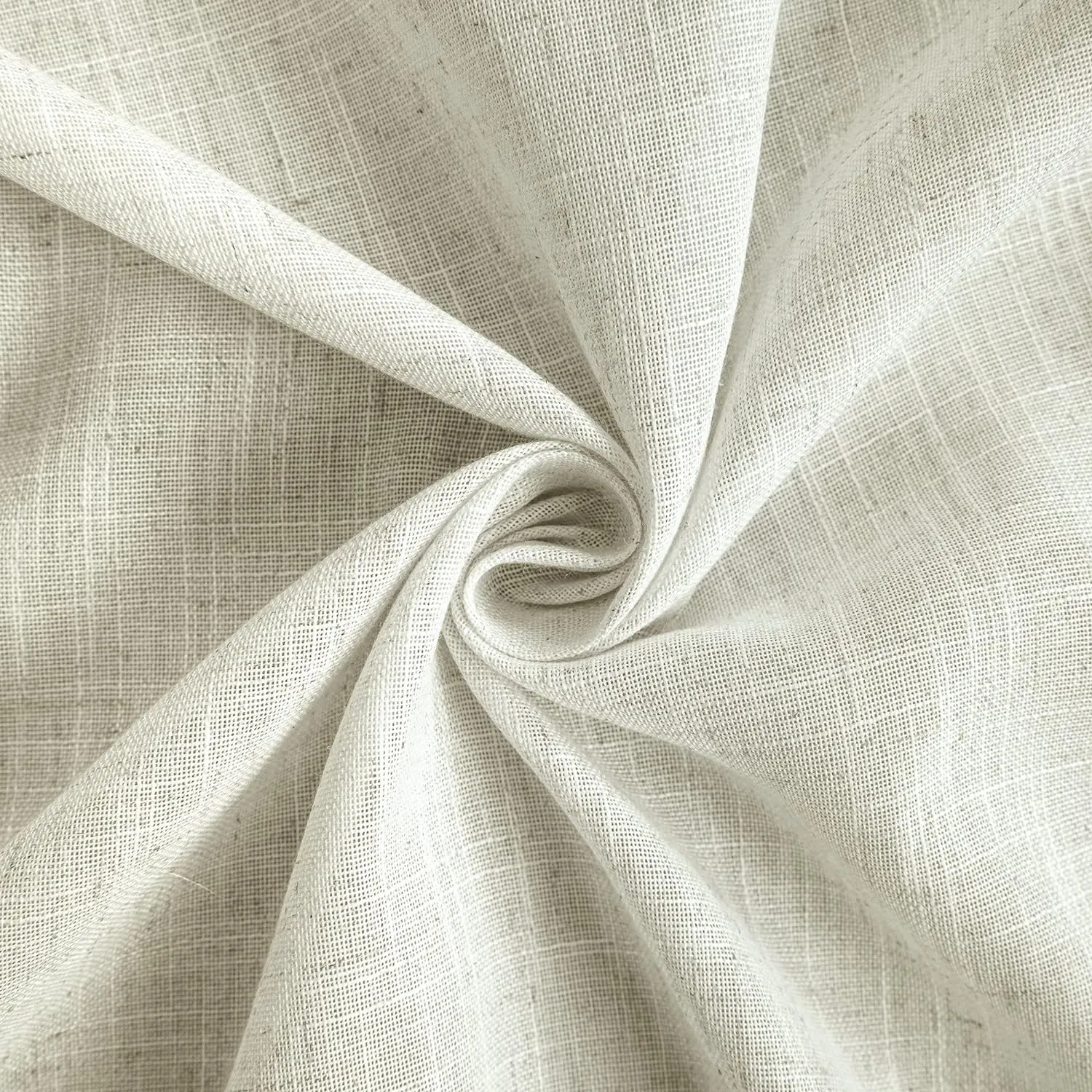 Farmhouse Linen Curtains - 84 Inch Length, 2 Panels Set, Tab Top Semi Sheer Light Filtering Country Boho Curtains for Living Room, Bedroom, Nursery, 52x84 Inches, Neutral Cream
