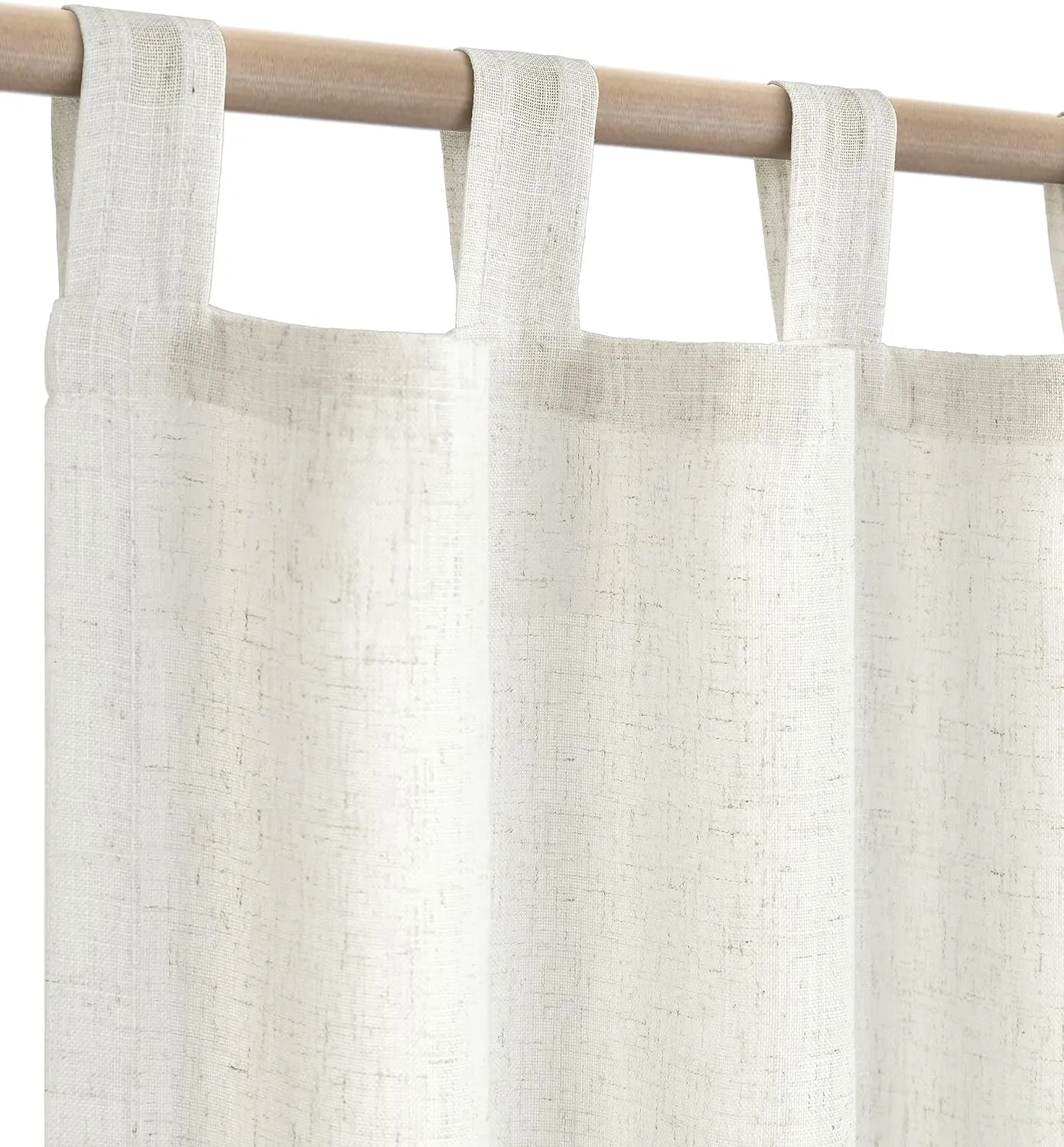 Farmhouse Linen Curtains - 84 Inch Length, 2 Panels Set, Tab Top Semi Sheer Light Filtering Country Boho Curtains for Living Room, Bedroom, Nursery, 52x84 Inches, Neutral Cream