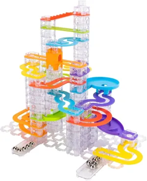 Fat Brain Toys Trestle Tracks Deluxe Marble Run Set, 124-Piece Modular Marble Track, Toys for Kids, Marble Set, Girl and Boy Toys, Fun Toys for Ages 8-13 