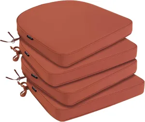 Favoyard Outdoor Chair Cushions 19"x19"x2" Set of 4 Waterproof Seat Cushion for Patio Furniture with 3-Year Fade Resistant Removable Cover Attach Straps Hidden Zipper Round Corner for Yard Garden