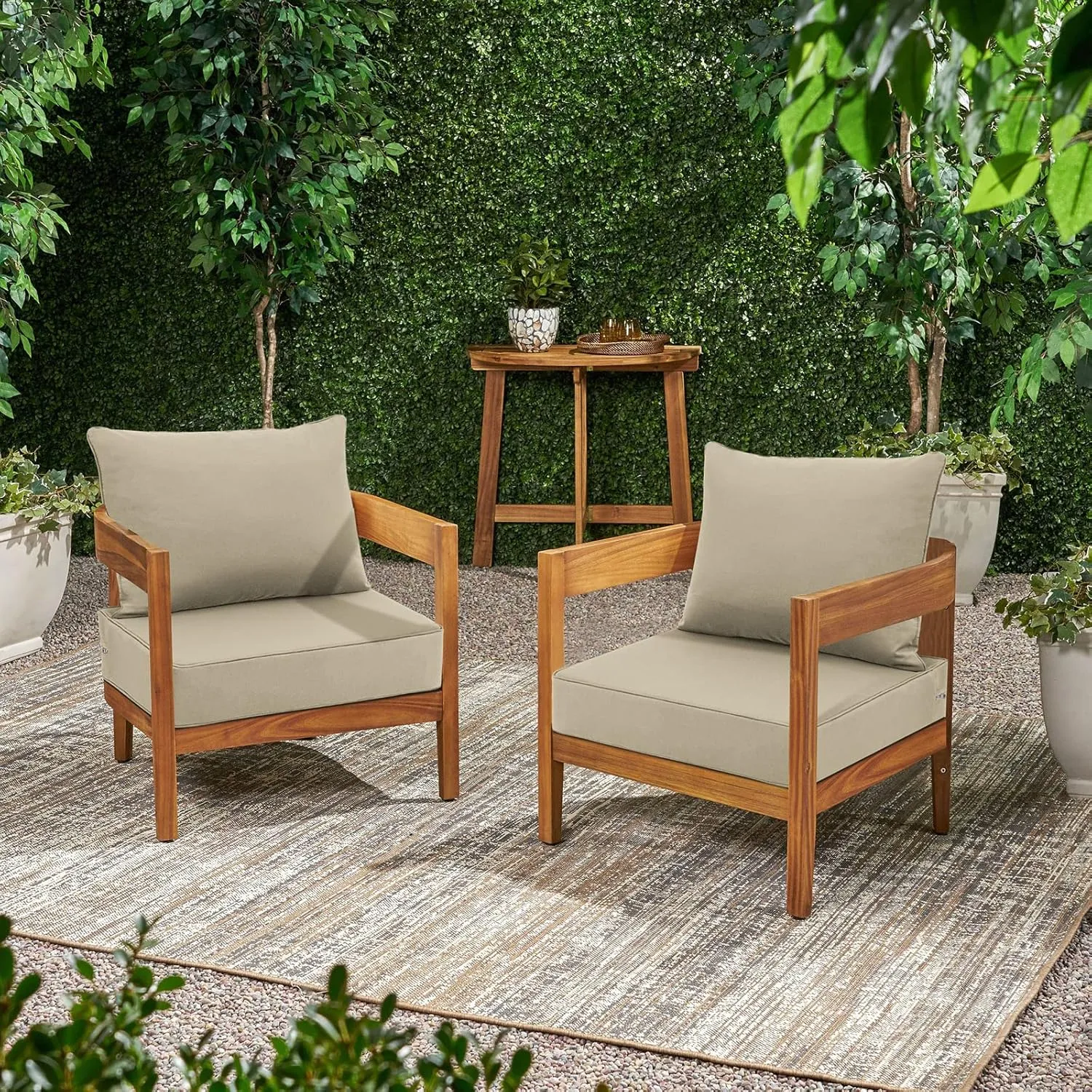 Favoyard Outdoor Seat Cushion Set 22 x 24 Inch Waterproof & Fade Resistant Patio Furniture Cushions with Removable Cover Deep Seat & Back Cushion with Handle and Adjustable Straps for Chair Sofa Couch