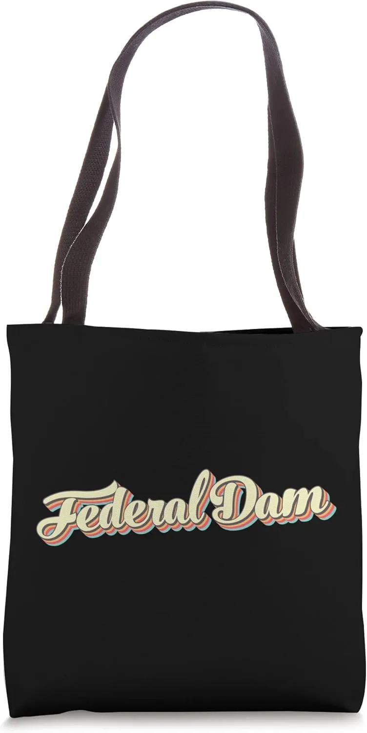 Federal Dam TShirt Retro Art Baseball Font Vintage Tote Bag