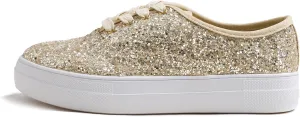 FEVERSOLE Women's Fashion Dress Sneakers Party Bling Casual Flats Embellished Shoes