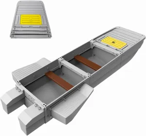 Fishing Boat, Folding Pontoon Boat, Fits in SUV Trunk - Portable Modular Kayak, Seats 4-6, Motor-Ready, Sturdier Than Inflatable Boats - Ideal for Lure Fishing, Water Outing (Ultra, Grey)