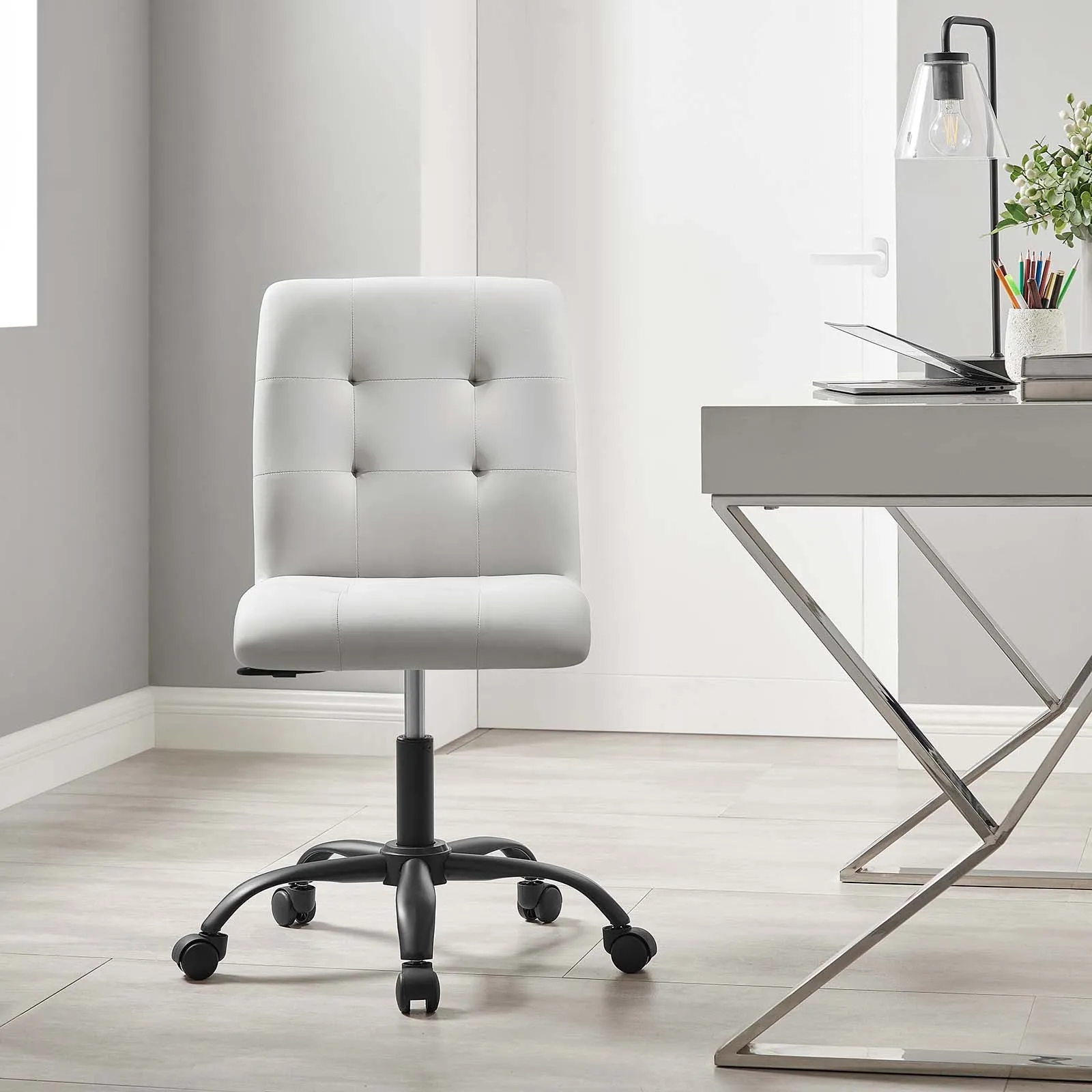Fjord Office Chair in Light Gray Vegan Leather/Black