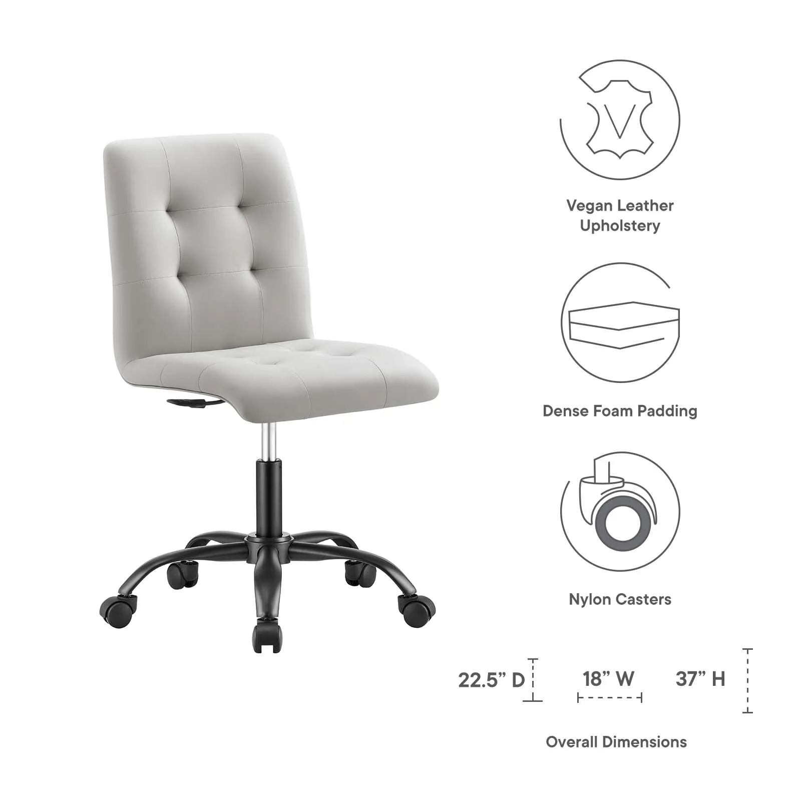 Fjord Office Chair in Light Gray Vegan Leather/Black