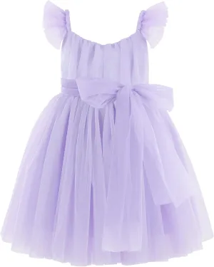 Flofallzique Toddler Tutu Dress Summer Flutter Sleeve Infant Baby Birthday Party Girls Tulle Dress for 1-6 Y