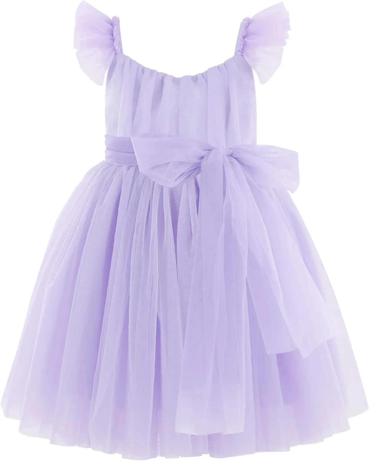Flofallzique Toddler Tutu Dress Summer Flutter Sleeve Infant Baby Birthday Party Girls Tulle Dress for 1-6 Y