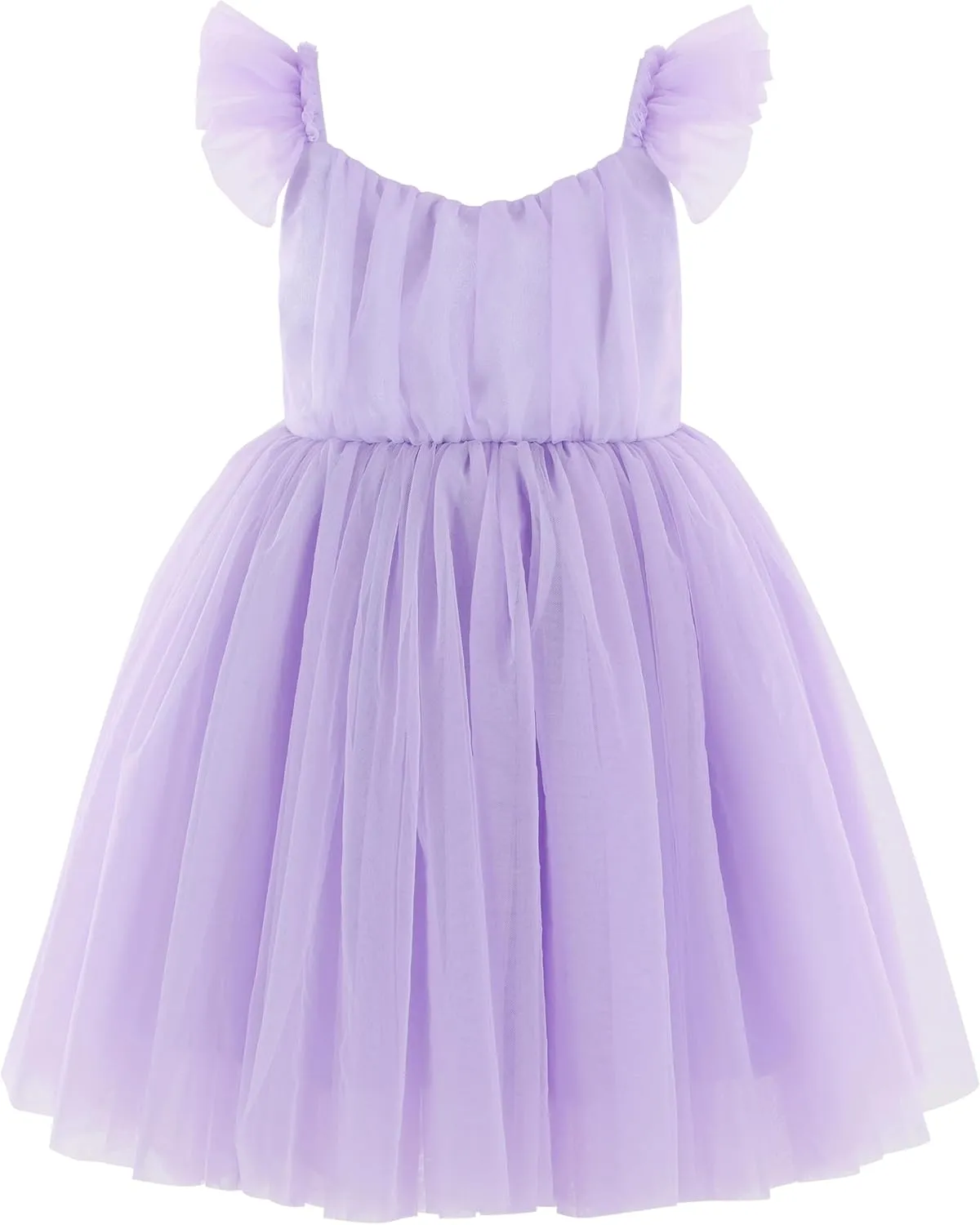 Flofallzique Toddler Tutu Dress Summer Flutter Sleeve Infant Baby Birthday Party Girls Tulle Dress for 1-6 Y