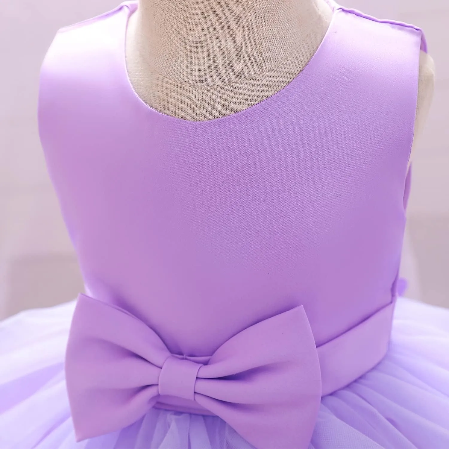 Flower Baby Girl Lace Dress Toddler Tulle Sleeveless Bow Princess Party Wedding Pageant Bridesmaid (0-6T)
