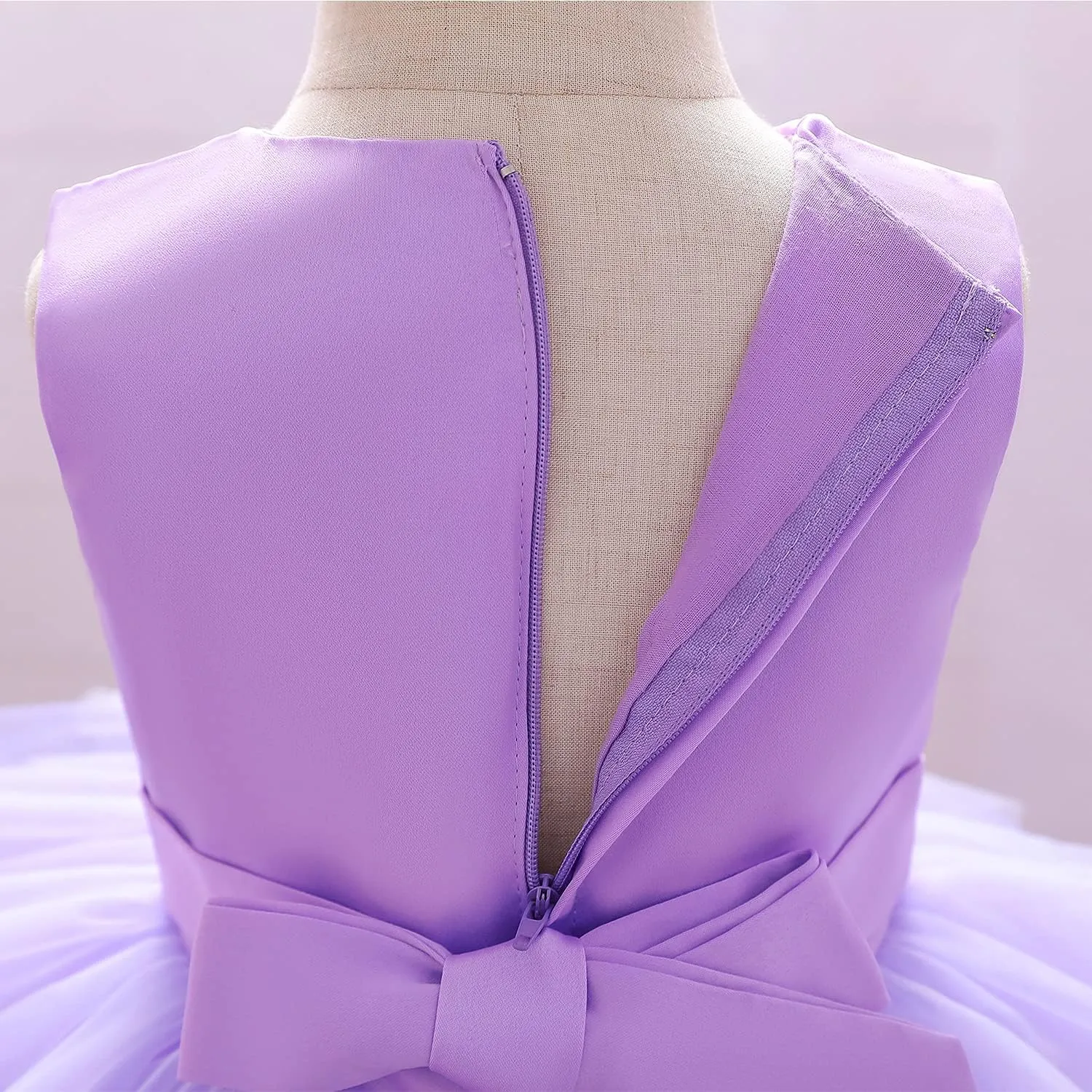 Flower Baby Girl Lace Dress Toddler Tulle Sleeveless Bow Princess Party Wedding Pageant Bridesmaid (0-6T)