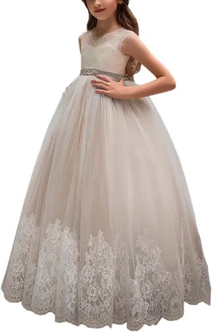Flower Girl Dress for Wedding Kids Lace Pageant Ball Gowns