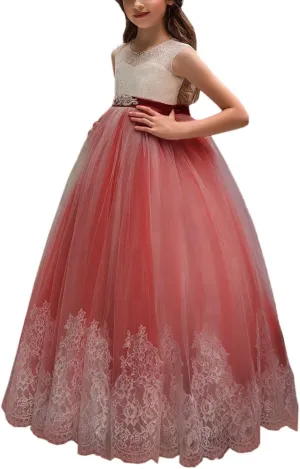 Flower Girl Dress for Wedding Kids Lace Pageant Ball Gowns