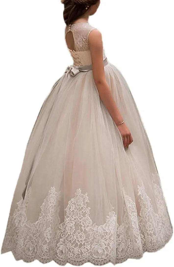 Flower Girl Dress for Wedding Kids Lace Pageant Ball Gowns