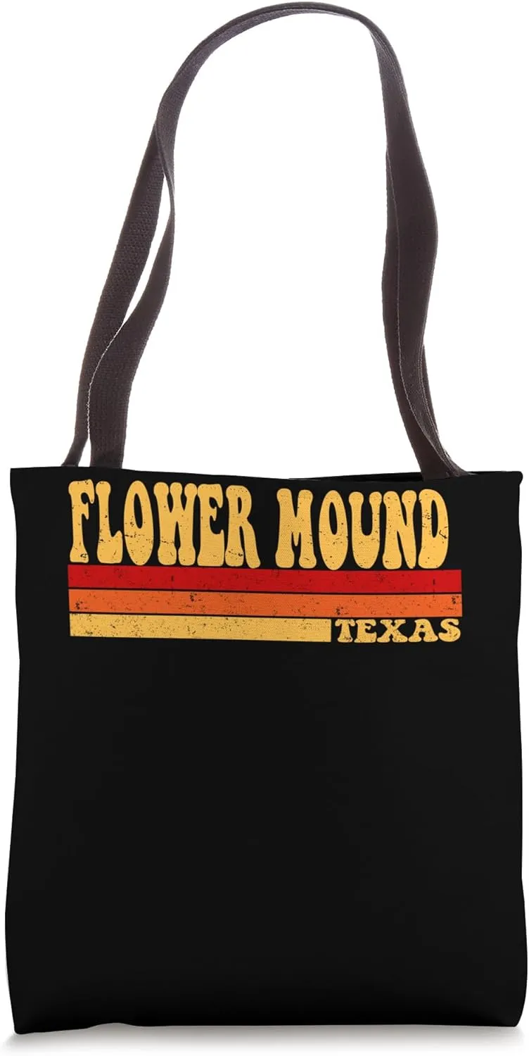 FLOWER MOUND Texas City Vintage Roots Retro Design 70s 80s Tote Bag