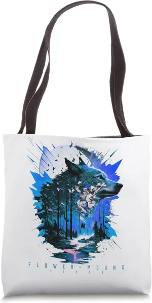 Flower Mound Texas Vintage Wolf Tote Bag