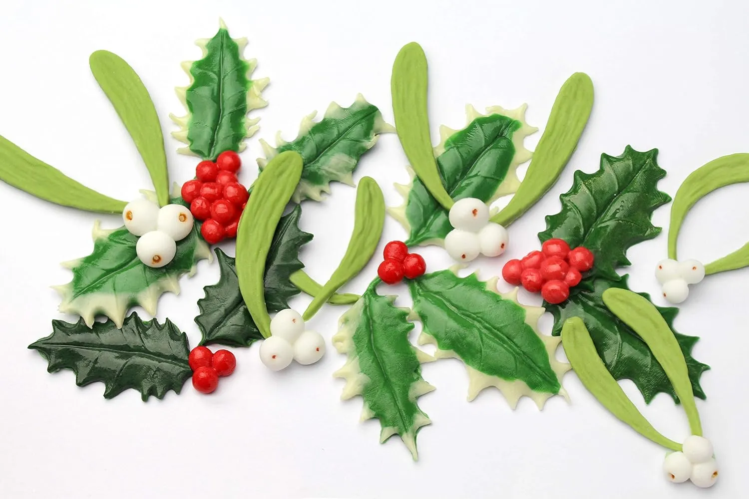 Flower Pro Holly & Mistletoe Silicone Mold For Cake Decorating & Crafts. For Gum Paste, Sugar Paste & Air Dry Clay From Katy Sue Fondant, Silicone Molds & Air Dry Clay Molds