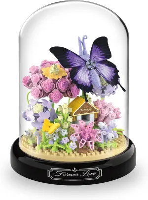 Flowers Butterflies Home Bouquets Building Toy with Dust Cover - Creative Housewarming, Ideal Creative Toy Gift for Moms and Women