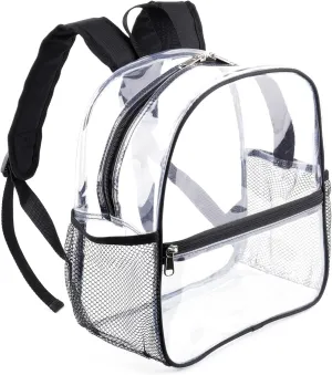 Fomaris Clear Backpack for Stadium Events 12x6x12 Clear Stadium Backpacks for Women, Small Transparent Bag for Sports Concert Festival (Black)